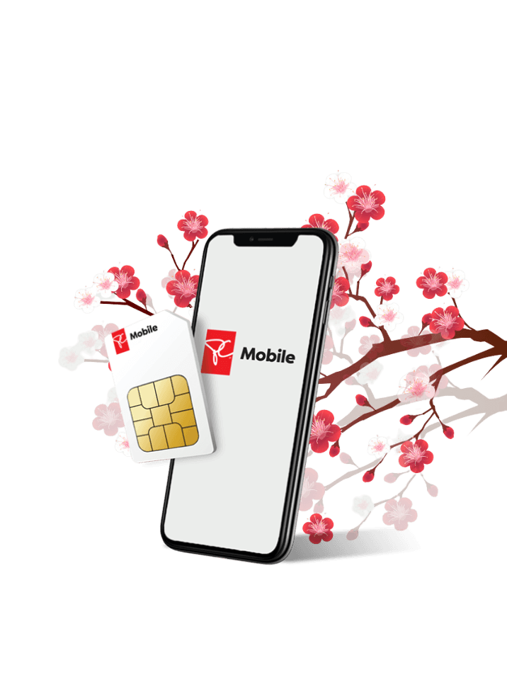 PC Mobile Phone and Sim Card with Spring Flowers