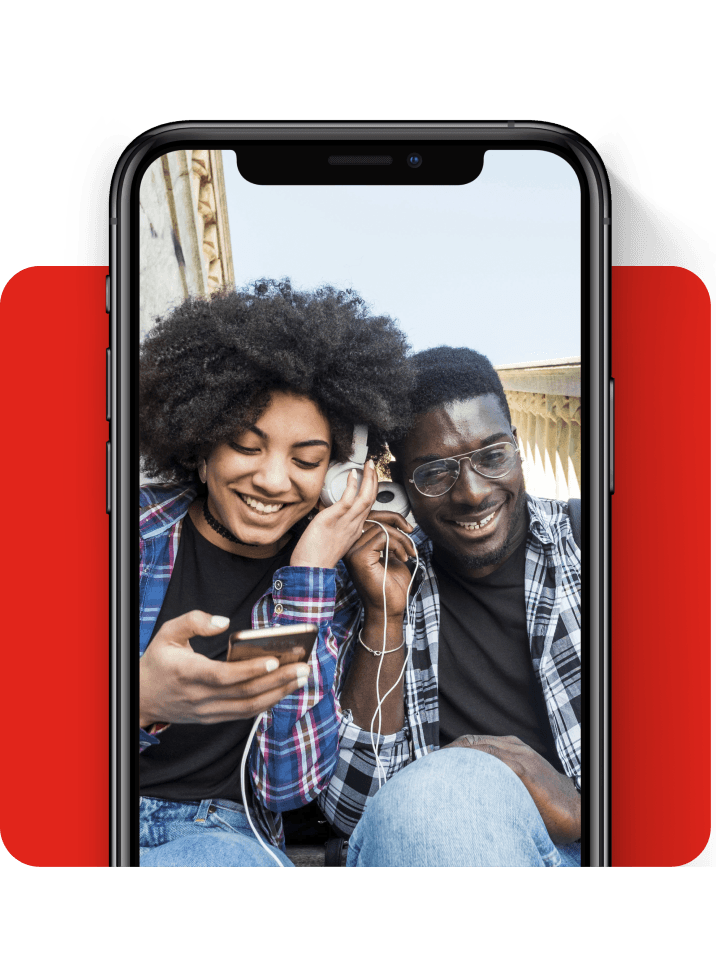 Smiling Couple Sharing a Phone